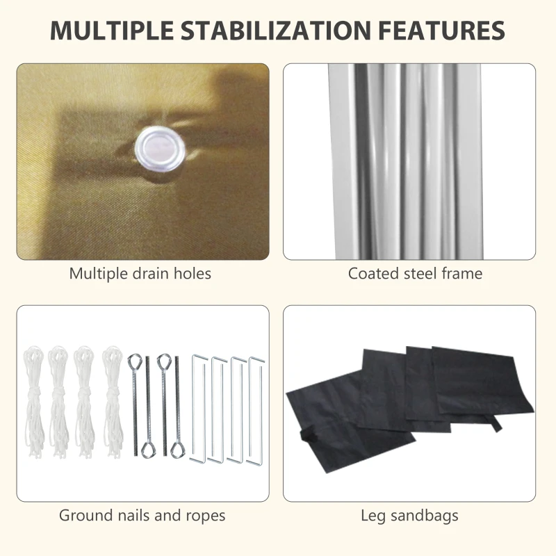 Outsunny 10' x 10' Pop Up Canopy with Sidewalls, Weight Bags and Carry Bag, Height Adjustable Tent for Parties, Beige