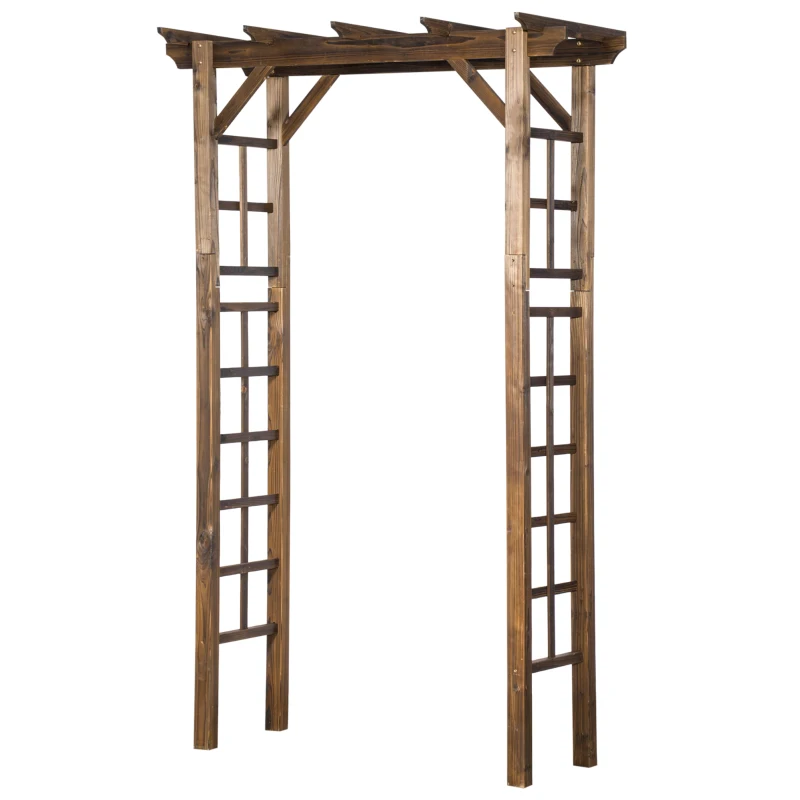 Outsunny 85" Wooden Outdoor Garden Arbour, Garden Arch Trellis for Climbing Vines  for Wedding and Ceremony - Carbonized