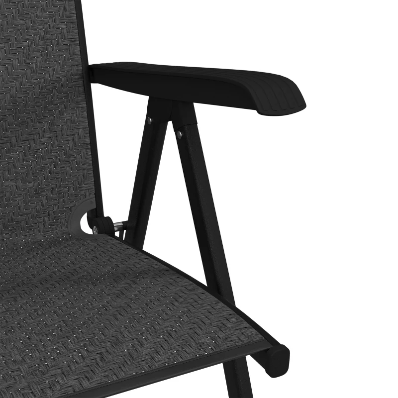 Outsunny 2PCs Outdoor Wicker Folding Chairs with Adjustable Backrest, Grey