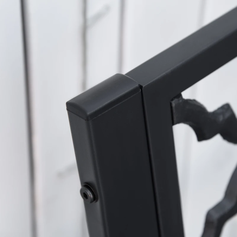 Outsunny 2-Seater Steel Garden Bench, Antique Outdoor Loveseat with Armrests and Chic Backrest for Yard, Lawn, Patio, Black