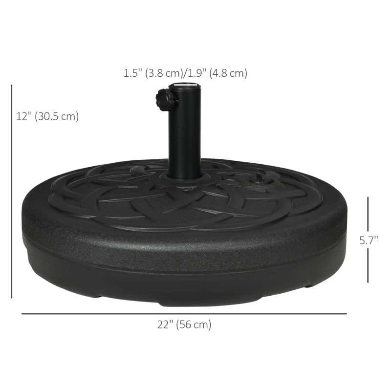 Outsunny 77 lb Heavy Duty Patio Umbrella Base, 22" Round Market Umbrella Stand for Deck, Outdoor, Backyard, Black