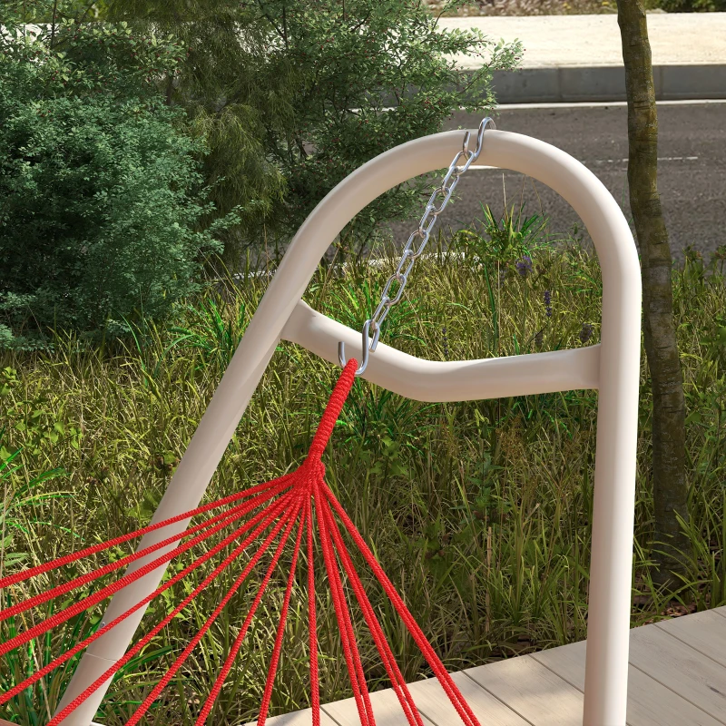 Outsunny Hammock Stand, Portable Adjustable Steel Frame Hammock Stand, Weather Resistant, 10.3', 550 lbs. Capacity, White