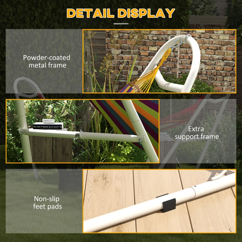 Outsunny Hammock Stand, Portable Adjustable Steel Frame Hammock Stand, Weather Resistant, 10.3', 550 lbs. Capacity, White