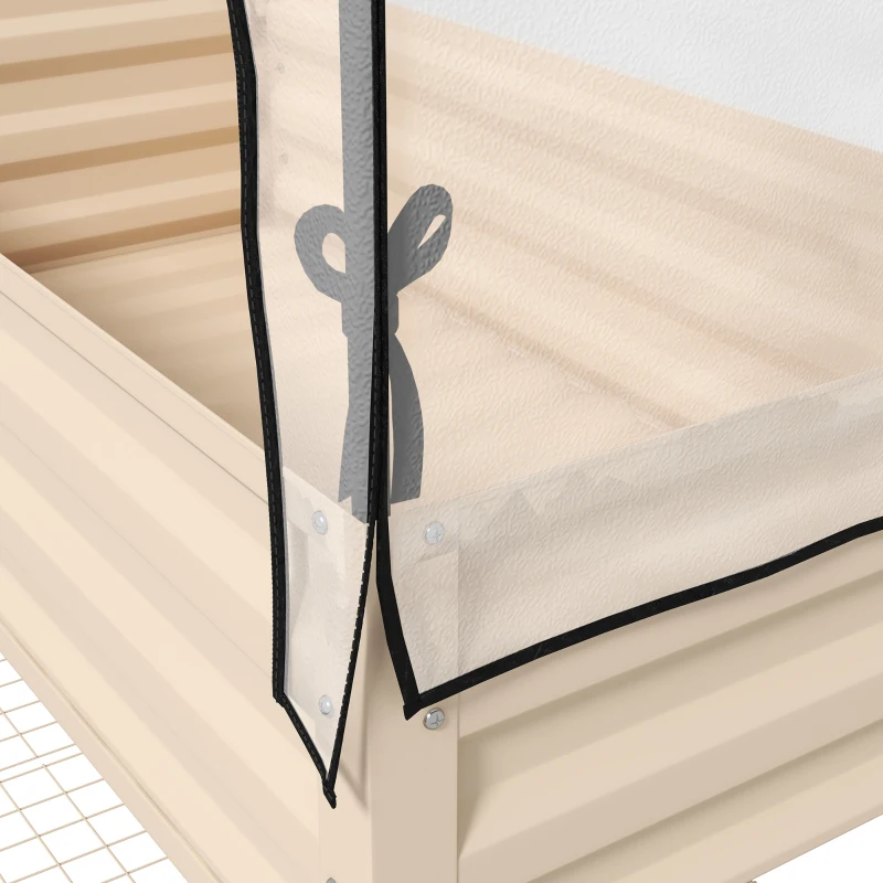 Outsunny Raised Garden Bed with Legs and Cover, Metal Elevated Planter Box with Bottom Shelf and Liner for Vegetables, Cream