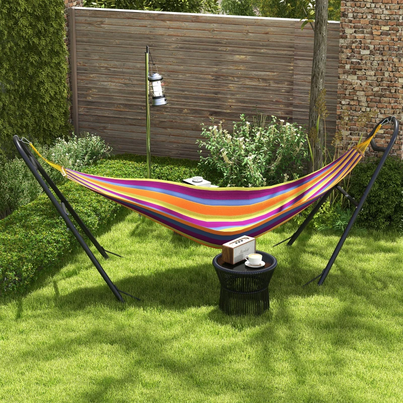 Outsunny Hammock Stand, Portable Adjustable Steel Frame Hammock Stand, Weather Resistant, 10.3', 550 lbs. Capacity, Black