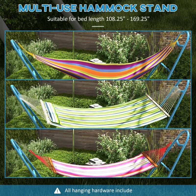 Outsunny Hammock Stand, Portable Adjustable Steel Frame Hammock Stand, Weather Resistant, 10.3', 550 lbs. Capacity, Blue