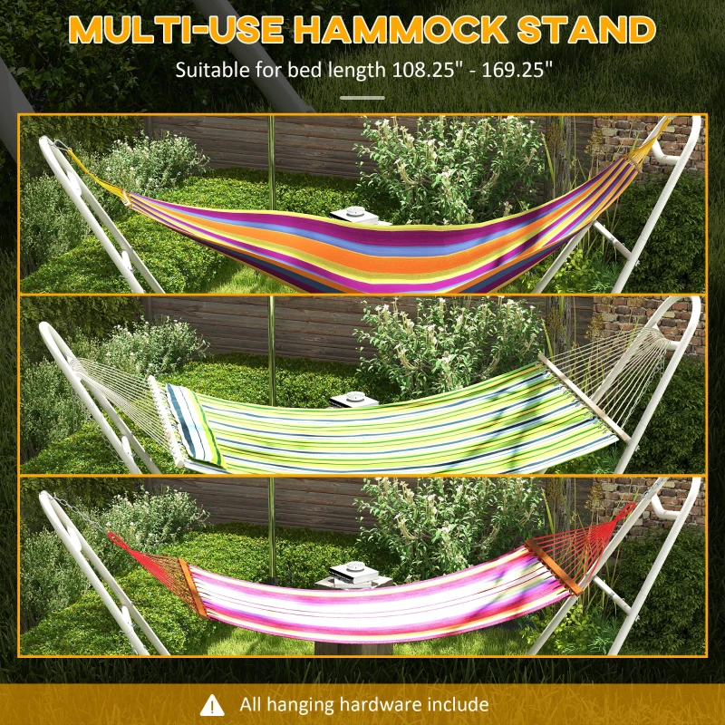Outsunny Hammock Stand, Portable Adjustable Steel Frame Hammock Stand, Weather Resistant, 10.3', 550 lbs. Capacity, White