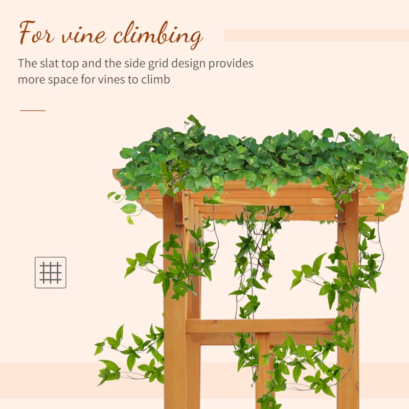 Outsunny 85" Wooden Outdoor Garden Arbour, Garden Arch Trellis for Climbing Vines  for Wedding and Ceremony - Orange