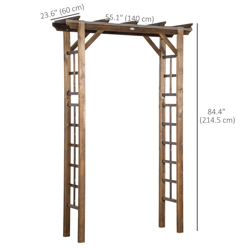 Outsunny 85" Wooden Outdoor Garden Arbour, Garden Arch Trellis for Climbing Vines  for Wedding and Ceremony - Carbonized