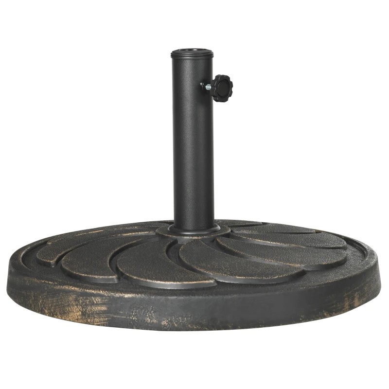 Outsunny 40 lb Heavy Duty Patio Umbrella Base, 21" Round Resin Market Umbrella Stand for Outdoor, Garden, Backyard, Bronze