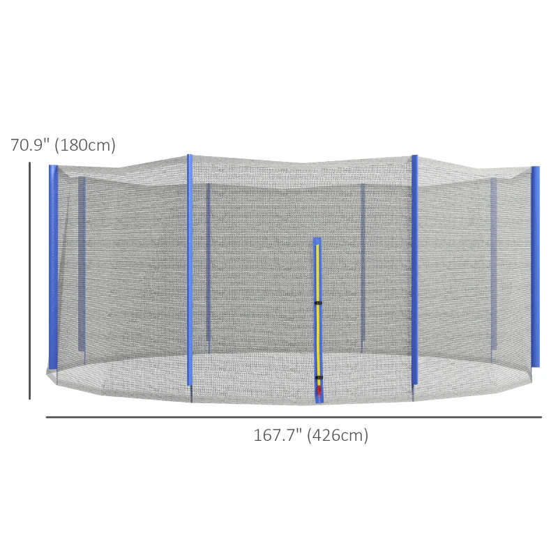 Soozier Trampoline Net Enclosure for 14ft Round Trampoline with 8 Straight Poles Poles Not Included, Weather Resistant Trampoline Netting Replacement with Zippered Entrance, Blue