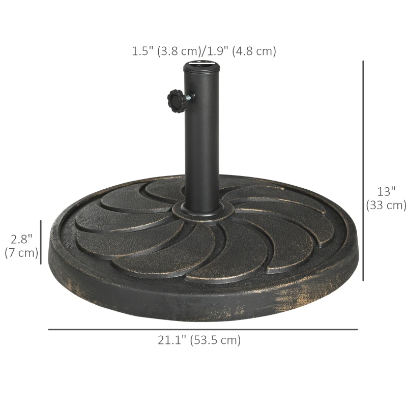 Outsunny 40 lb Heavy Duty Patio Umbrella Base, 21" Round Resin Market Umbrella Stand for Outdoor, Garden, Backyard, Bronze