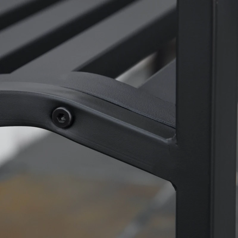 Outsunny 2-Seater Steel Garden Bench, Antique Outdoor Loveseat with Armrests and Chic Backrest for Yard, Lawn, Patio, Black