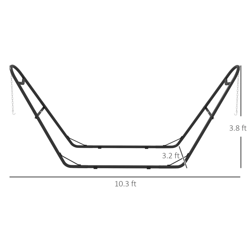 Outsunny Hammock Stand, Portable Adjustable Steel Frame Hammock Stand, Weather Resistant, 10.3', 550 lbs. Capacity, Black