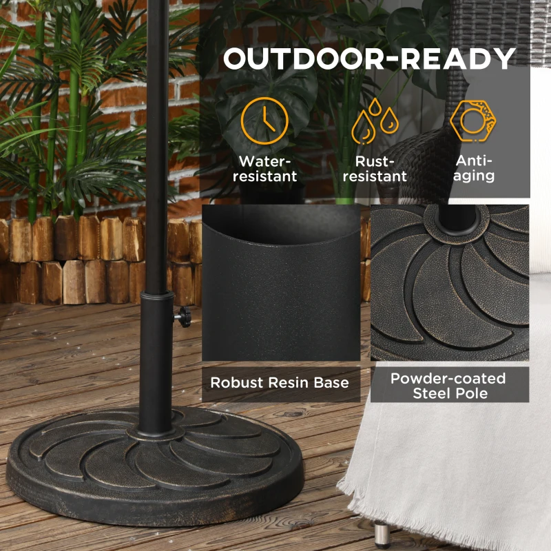 Outsunny 40 lb Heavy Duty Patio Umbrella Base, 21" Round Resin Market Umbrella Stand for Outdoor, Garden, Backyard, Bronze