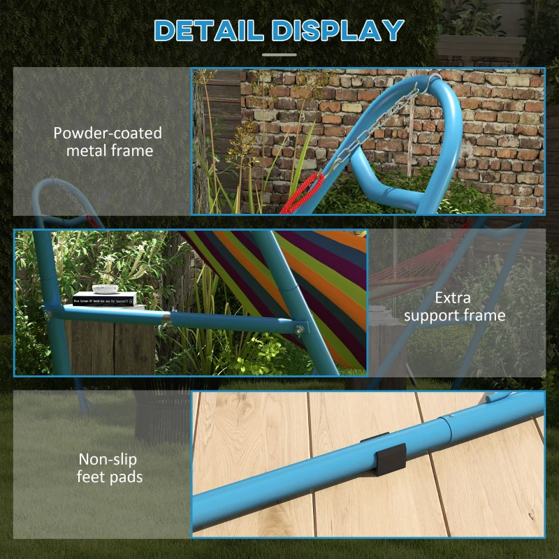 Outsunny Hammock Stand, Portable Adjustable Steel Frame Hammock Stand, Weather Resistant, 10.3', 550 lbs. Capacity, Blue