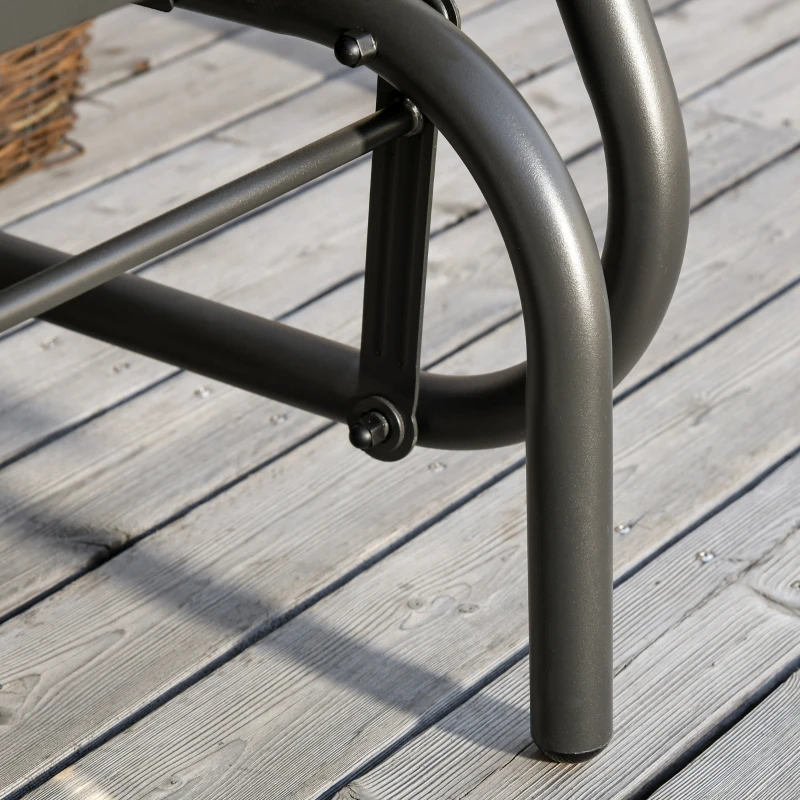 Outsunny Outdoor Glider Chair, Steel Swing Chai with Curved Armrests for Porch, Garden, Poolside, Balcony, Black