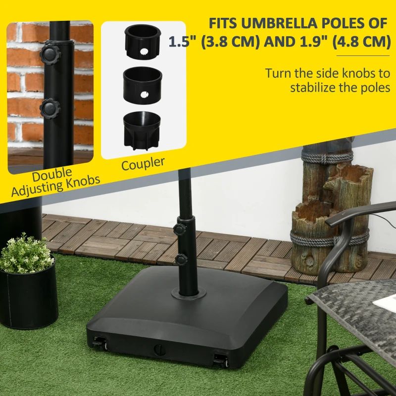 Outsunny 66 lb Heavy Duty Patio Umbrella Stand Filled Umbrella Holder Market Umbrella Base for Outdoor Garden Backyard Black