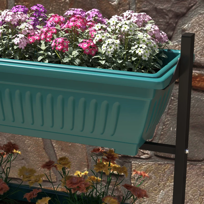 Outsunny 4-Tier Vertical Raised Garden Planter with 4 Boxes, Wheels, Outdoor Plant Stand for Vegetable Flowers, Green