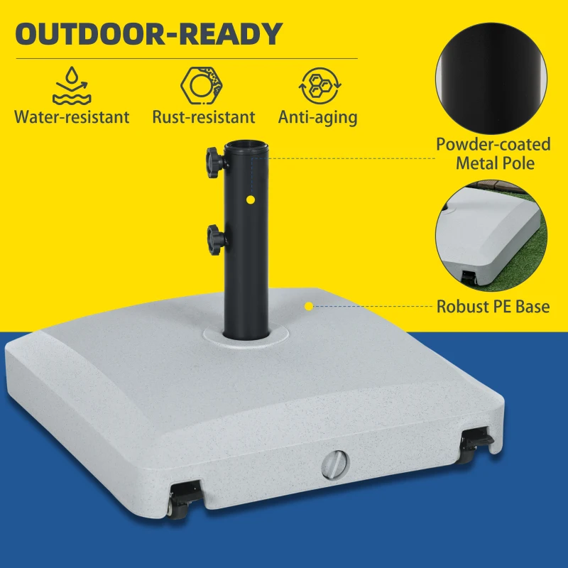 Outsunny 66 lb Heavy Duty Patio Umbrella Stand Filled Umbrella Holder Market Umbrella Base for Outdoor Garden Backyard Light Grey