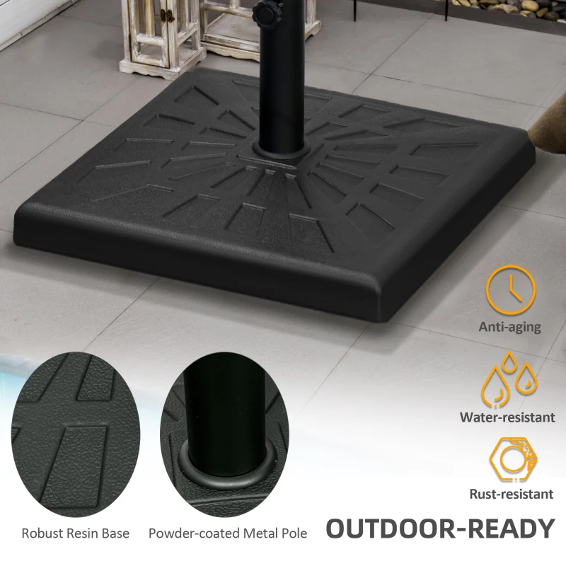 Outsunny 42 lb Heavy Duty Patio Umbrella Stand, 20" Resin Outdoor Umbrella Base, Square Market Umbrella Holder, Black