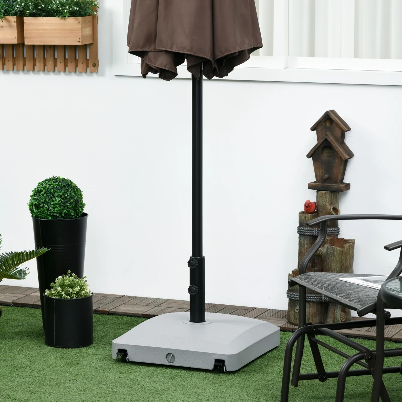 Outsunny 66 lb Heavy Duty Patio Umbrella Stand Filled Umbrella Holder Market Umbrella Base for Outdoor Garden Backyard Light Grey
