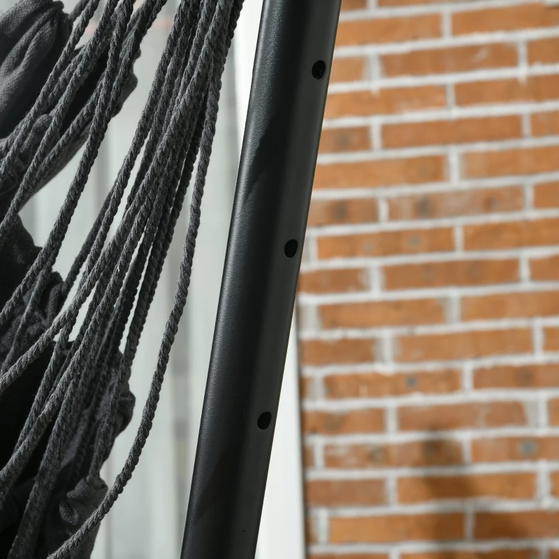 Outsunny U Shape Stand Hammock Chair, Headrest Include Hammock Swing, Dark Gray