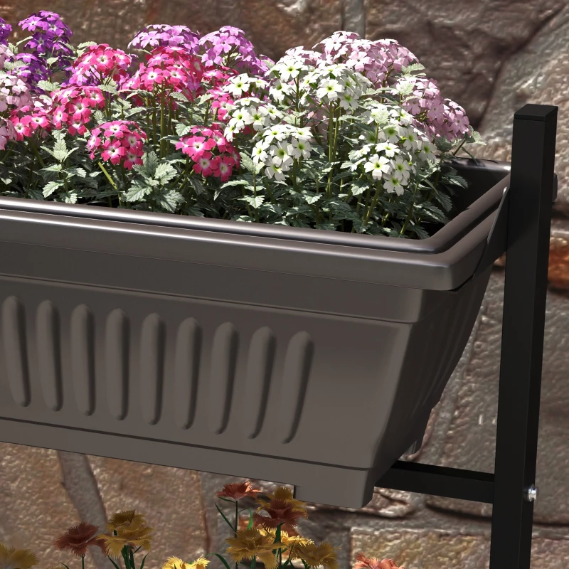 Outsunny 4-Tier Vertical Raised Garden Planter with 4 Boxes, Wheels, Outdoor Plant Stand for Vegetable Flowers, Brown