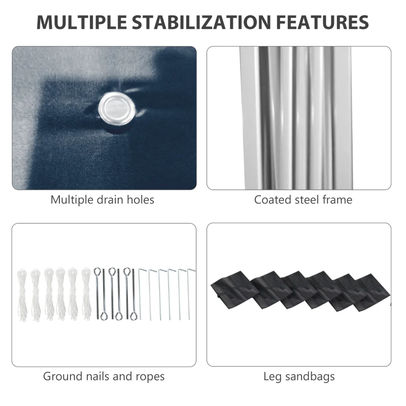 Outsunny 10' x 19.5' Pop Up Canopy Tent Height Adjustable Event Shelter w/ Sidewalls, Leg Weight Bags, Wheeled Carry Bag, Blue