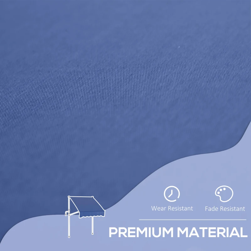 Outsunny 6.6'x5' Manual Retractable Patio Awning Sun Shelter Window Door Deck Canopy, Water Resistant UV Protector, Dark Blue