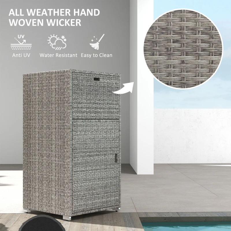 Outsunny Outdoor Towel Rack for Pool w/ Drawer & Cabinet, Gray