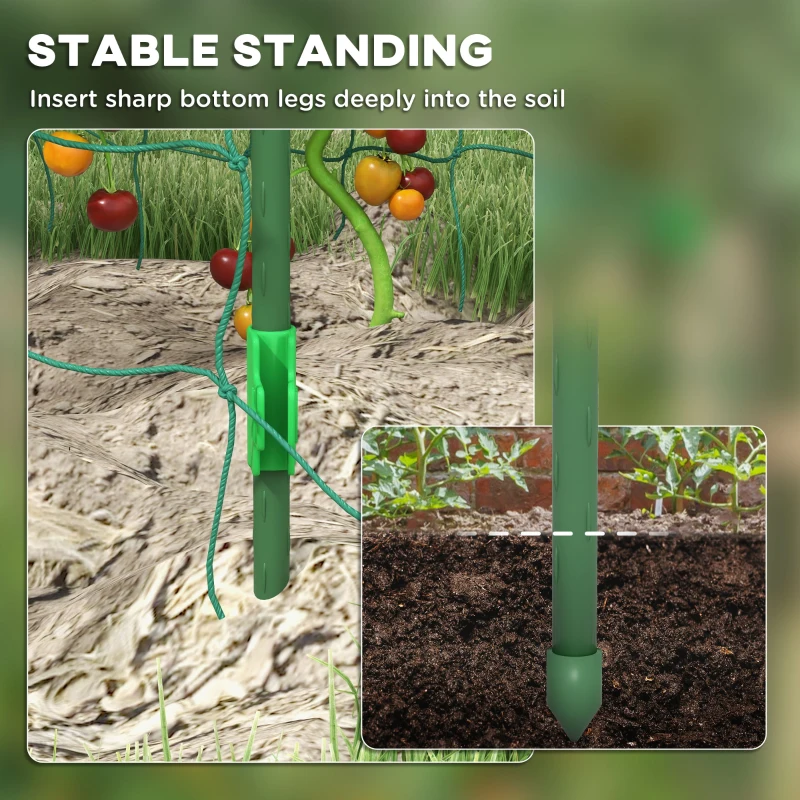 Outsunny Arched Garden Trellis w/ Climbing Net Metal Cucumber Plant Trellis A-Frame for Climbing Plants 57" x 66" x 81"