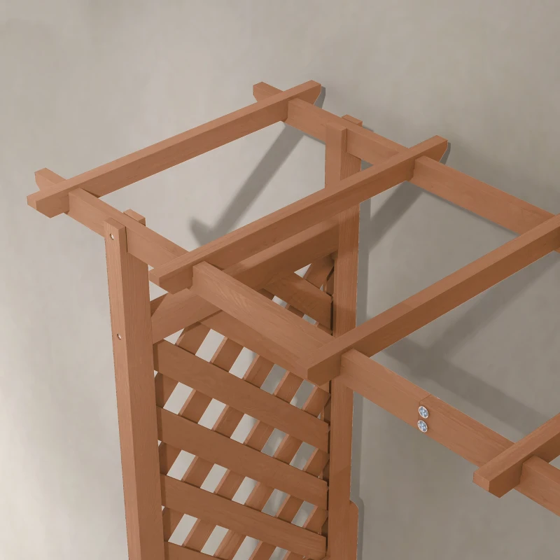 Outsunny Raised Garden Bed with Trellises and Roof for Climbing Plant Vine, Hanging Flowers, 70.75" Tall Outdoor Wood Planter Box with Drainage & Filter