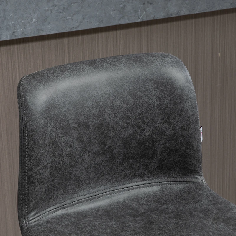 HOMCOM Modern Bar Stools Set of 2, Counter Height Bar Chair with PU Leather Wooden Frame Padding Seats for Dining Room Home Bar, Grey