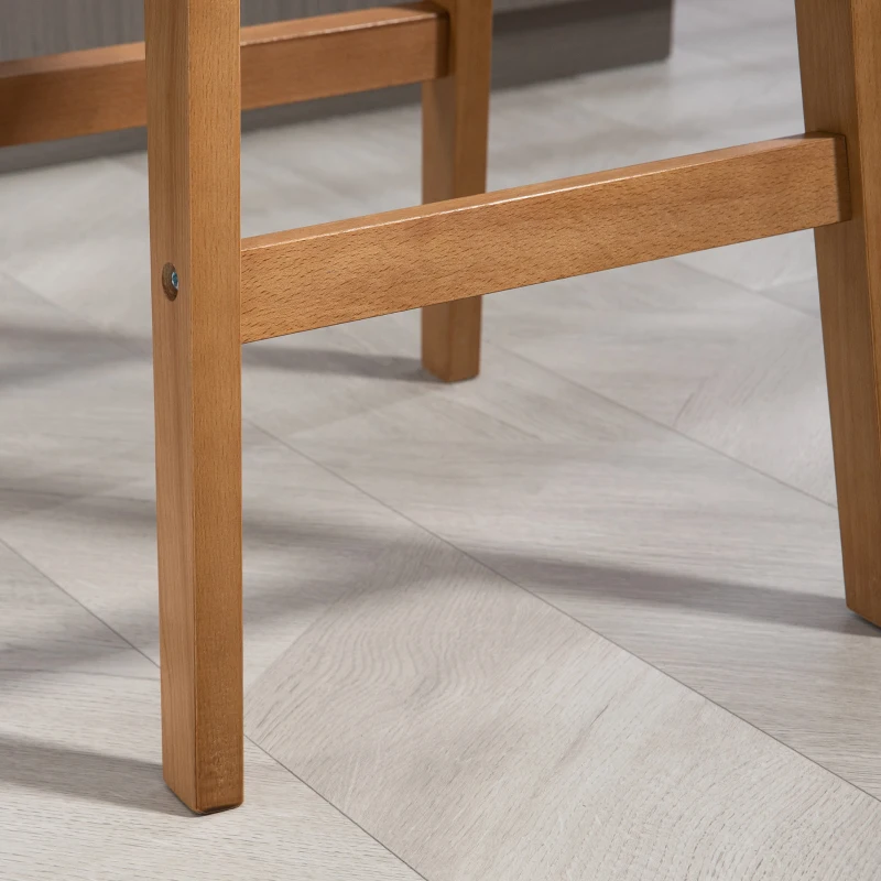 HOMCOM Modern Bar Stools Set of 2, Counter Height Bar Chair with PU Leather Wooden Frame Padding Seats for Dining Room Home Bar, Grey