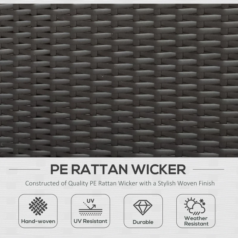 Outsunny 3pc Rattan Lounge Chair Set with Side Table Outdoor Patio Synthetic Rattan Wicker Sun Bed Set with Cushion