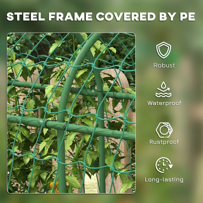 Outsunny Metal Garden Trellis, Arch Trellis for Climbing Plants Outdoor, A-Frame, with Climbing Net, 17" x 72" x 72"