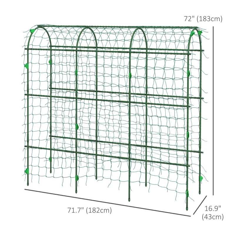 Outsunny Metal Garden Trellis, Arch Trellis for Climbing Plants Outdoor, A-Frame, with Climbing Net, 17" x 72" x 72"