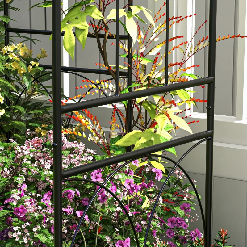 Outsunny Birdcage Shape Arbour, Metal Garden Arbour Pergola Pavilion for Climbing Plants, Lights, French Style Arch Trellis