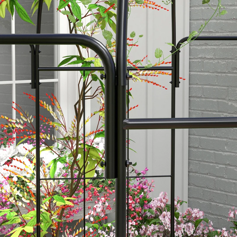 Outsunny Birdcage Shape Arbour, Metal Garden Arbour Pergola Pavilion for Climbing Plants, Lights, French Style Arch Trellis