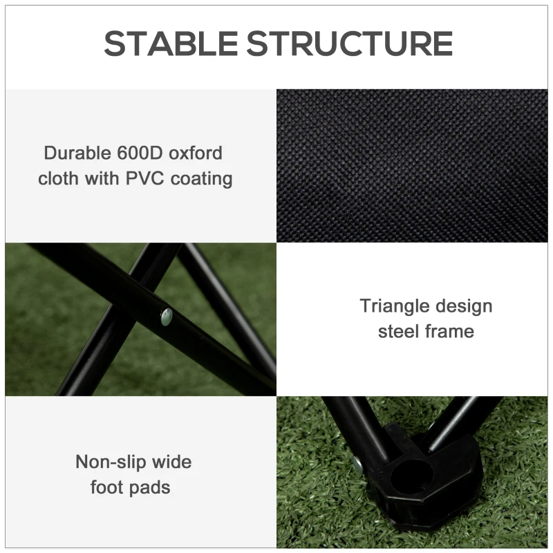 Outsunny Portable Camping Chair, Lightweight Folding Chair for Adults with Carry Bag, Side Pocket for Hiking, Backpacking, Black