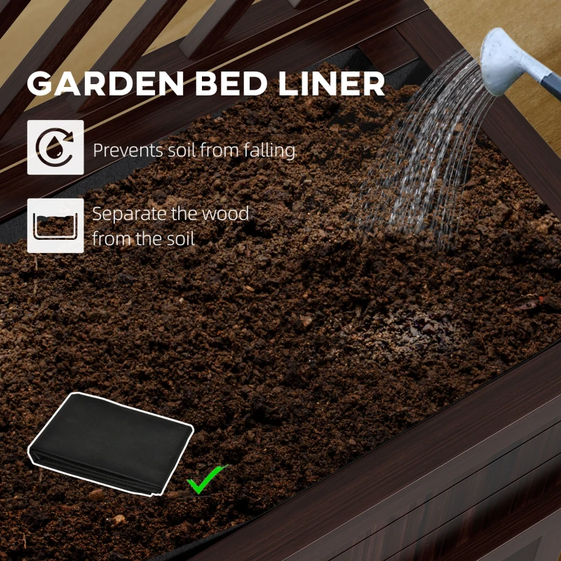 Outsunny Elevated Wood Planter with Trellis for Climbing Plants, Raised Garden Bed with Legs and Drainage Holes, Carbonized