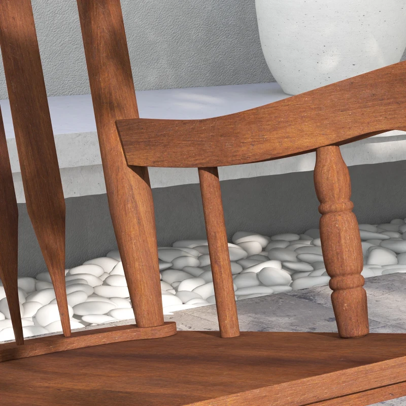 Outsunny Porch Rocker Chair, 350 lbs. Wooden Outdoor Rocking Chair with High Back for Garden, Patio, Balcony, Teak