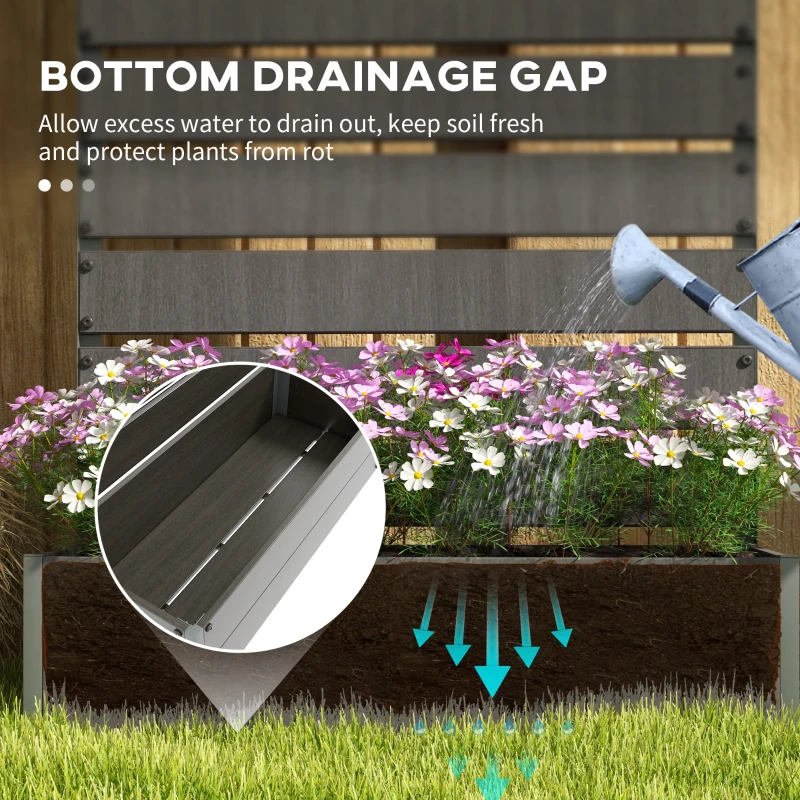 Outsunny Trellis Planter for Climbing Plants, Raised Garden Bed with Trellis, Planter Box for Outdoor Garden, Dark Gray