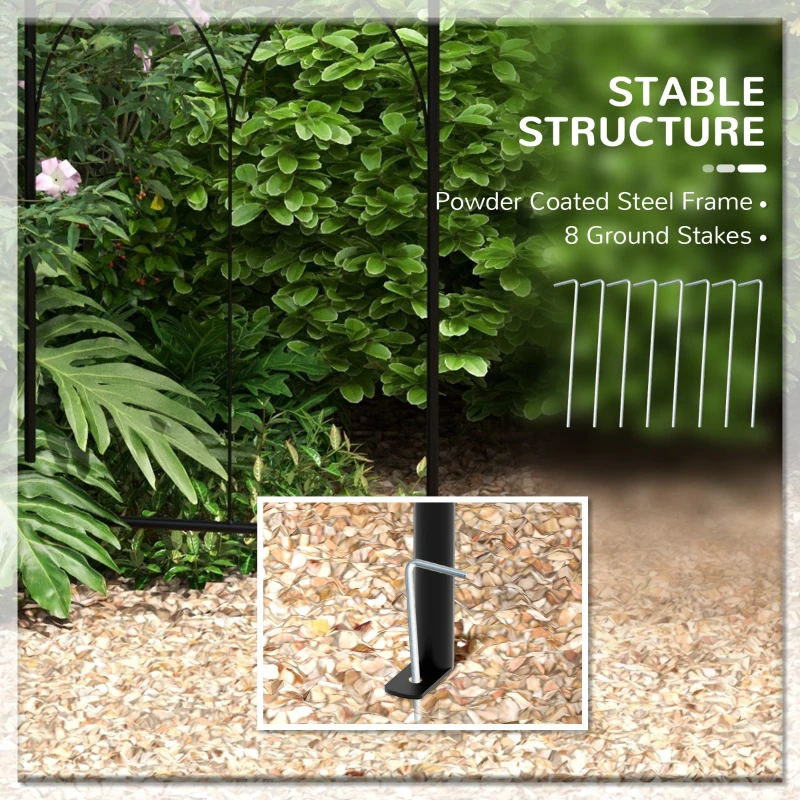 Outsunny Birdcage Shape Arbour, Metal Garden Arbour Pergola Pavilion for Climbing Plants, Lights, French Style Arch Trellis