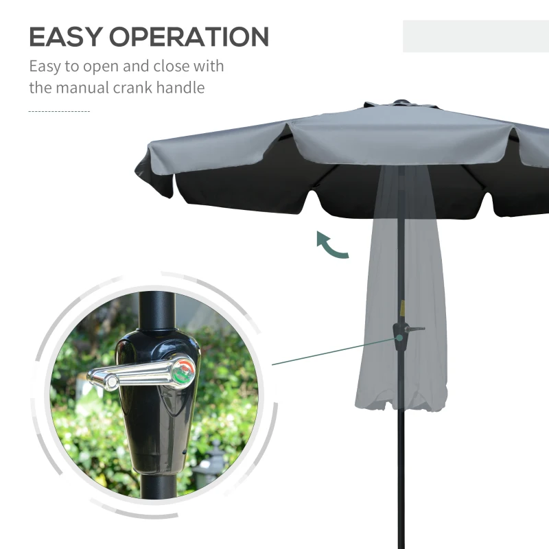 Outsunny 8.5 ft Outdoor Market Table Umbrella, Round Patio Umbrella with Tilt and Crank for Garden, Backyard, Deck, Dark Grey
