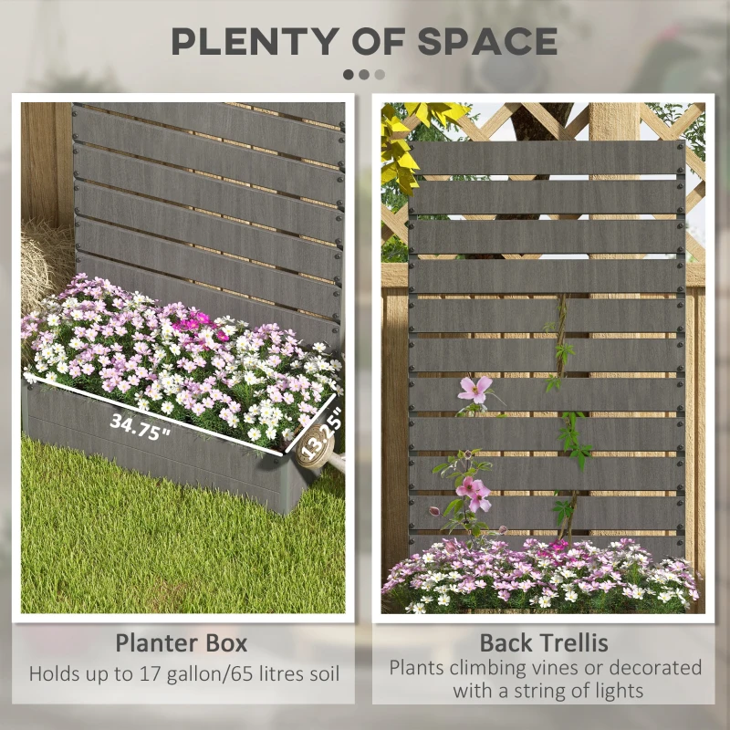 Outsunny Trellis Planter for Climbing Plants, Raised Garden Bed with Trellis, Planter Box for Outdoor Garden, Dark Gray