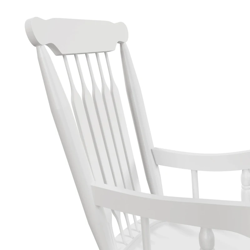 Outsunny Porch Rocker Chairs Set of 2, 350 lbs. Wooden Outdoor Rocking Chairs with High Back for Garden, Patio, Balcony, White
