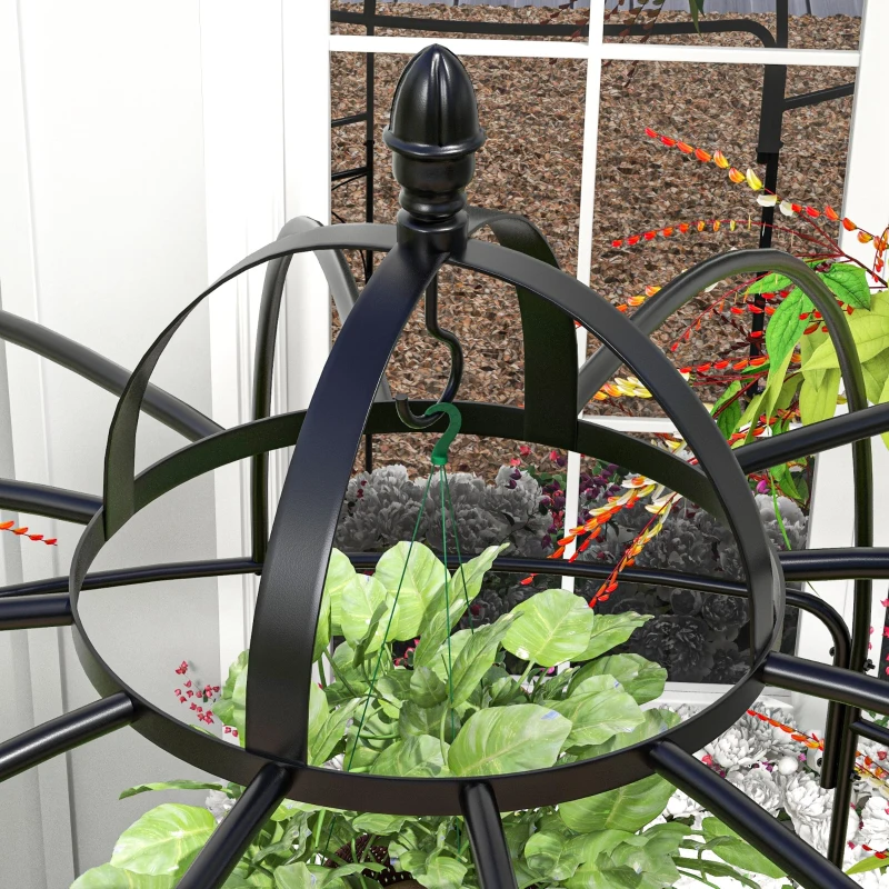 Outsunny Birdcage Shape Arbour, Metal Garden Arbour Pergola Pavilion for Climbing Plants, Lights, French Style Arch Trellis