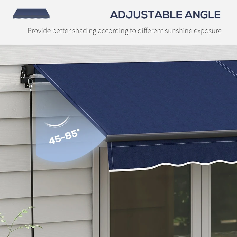 Outsunny 8' x 6.5' Retractable Awning, 280gsm UV Resistant Sunshade Shelter for Deck, Balcony, Yard, Blue